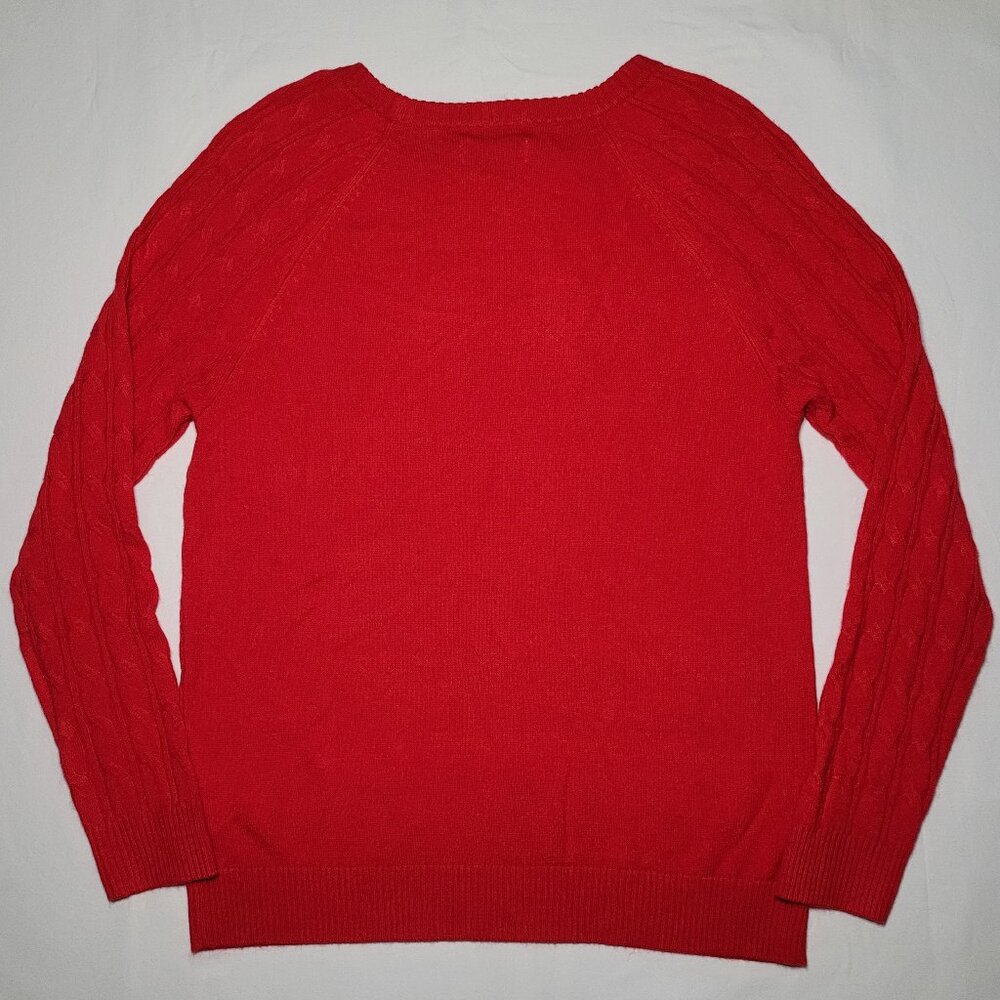 Croft & Barrow Cable Knit Sweater Red Womens Medium Preppy Cottagecore - Picture 7 of 9